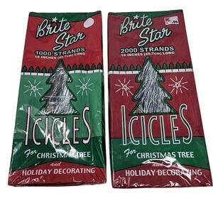 2 Vintage 90s Brite Star Silver Icicles Tinsel Christmas Tree 3000 Strands Total